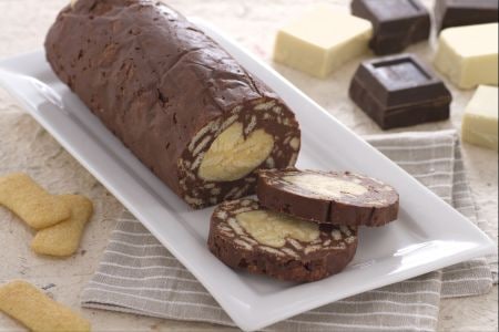 Chocolate salami with two chocolates