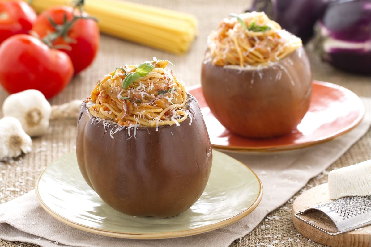 Stuffed Eggplants with Spaghetti alla Norma