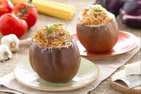 Stuffed Eggplants with Spaghetti alla Norma