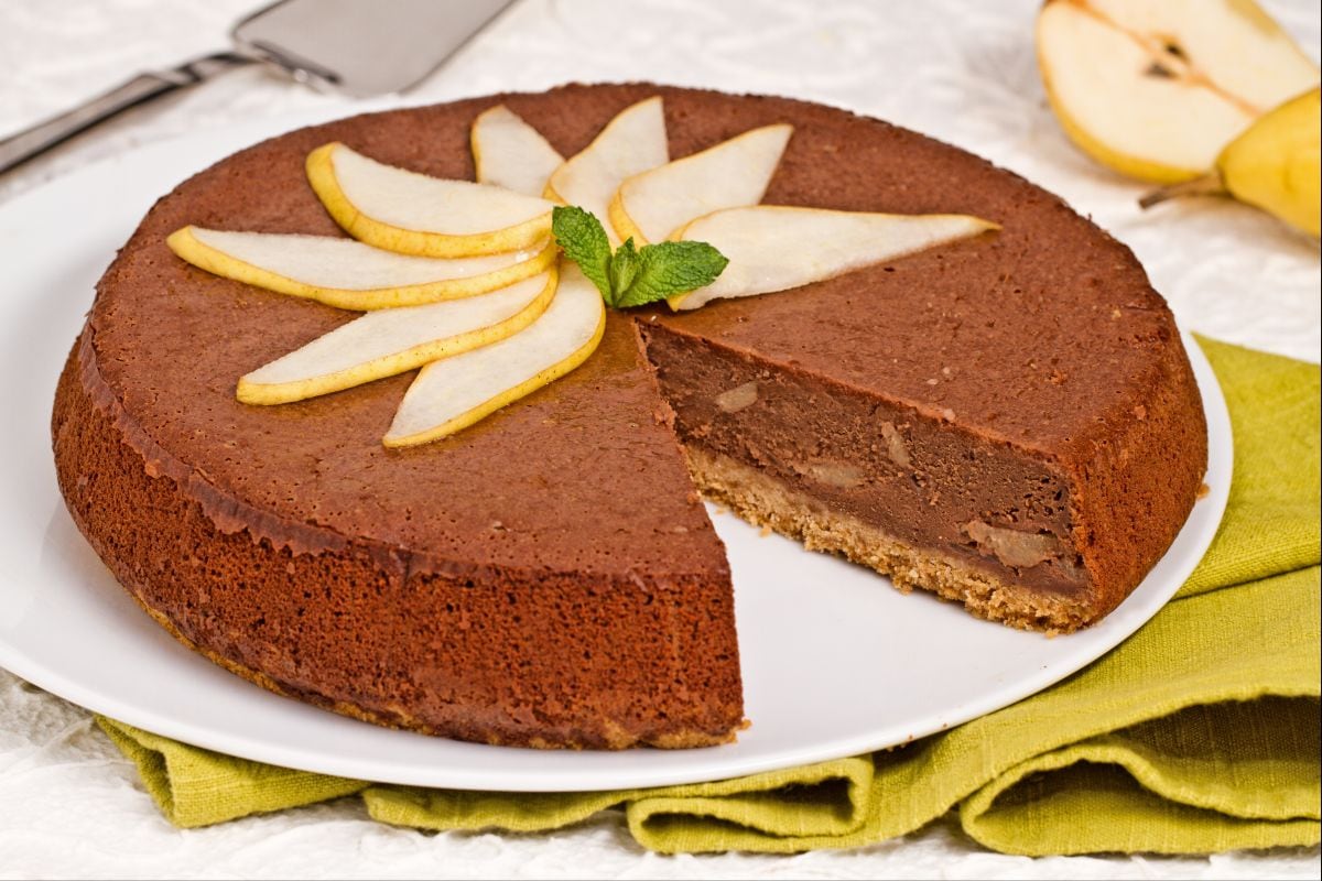 Chocolate and Pear Cheesecake
