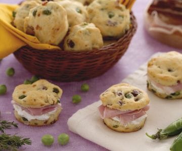 Savory scones with peas and bacon