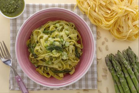 Tagliatelle with Asparagus and Pesto