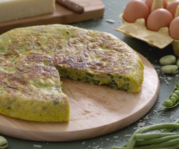 Pea, Broad Bean, and Green Bean Omelette
