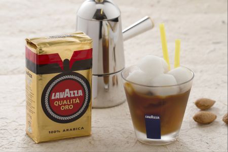 Iced coffee with almond ice