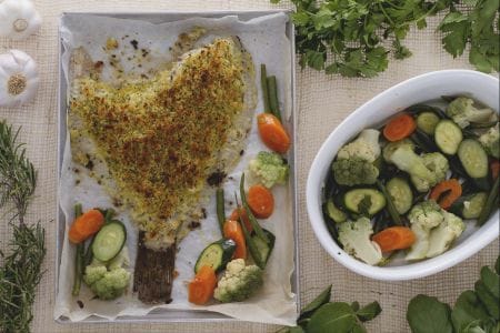 Gratinated Turbot with Vegetables