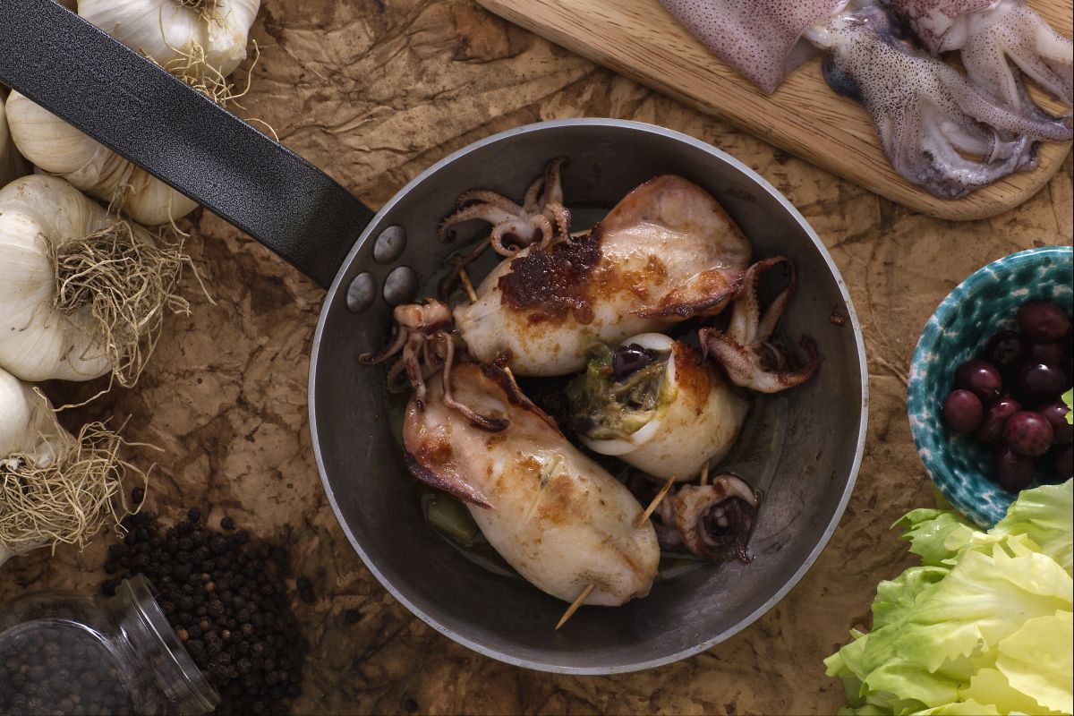 Stuffed squid with escarole