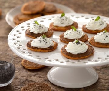 Savory pancakes with tomato and basil