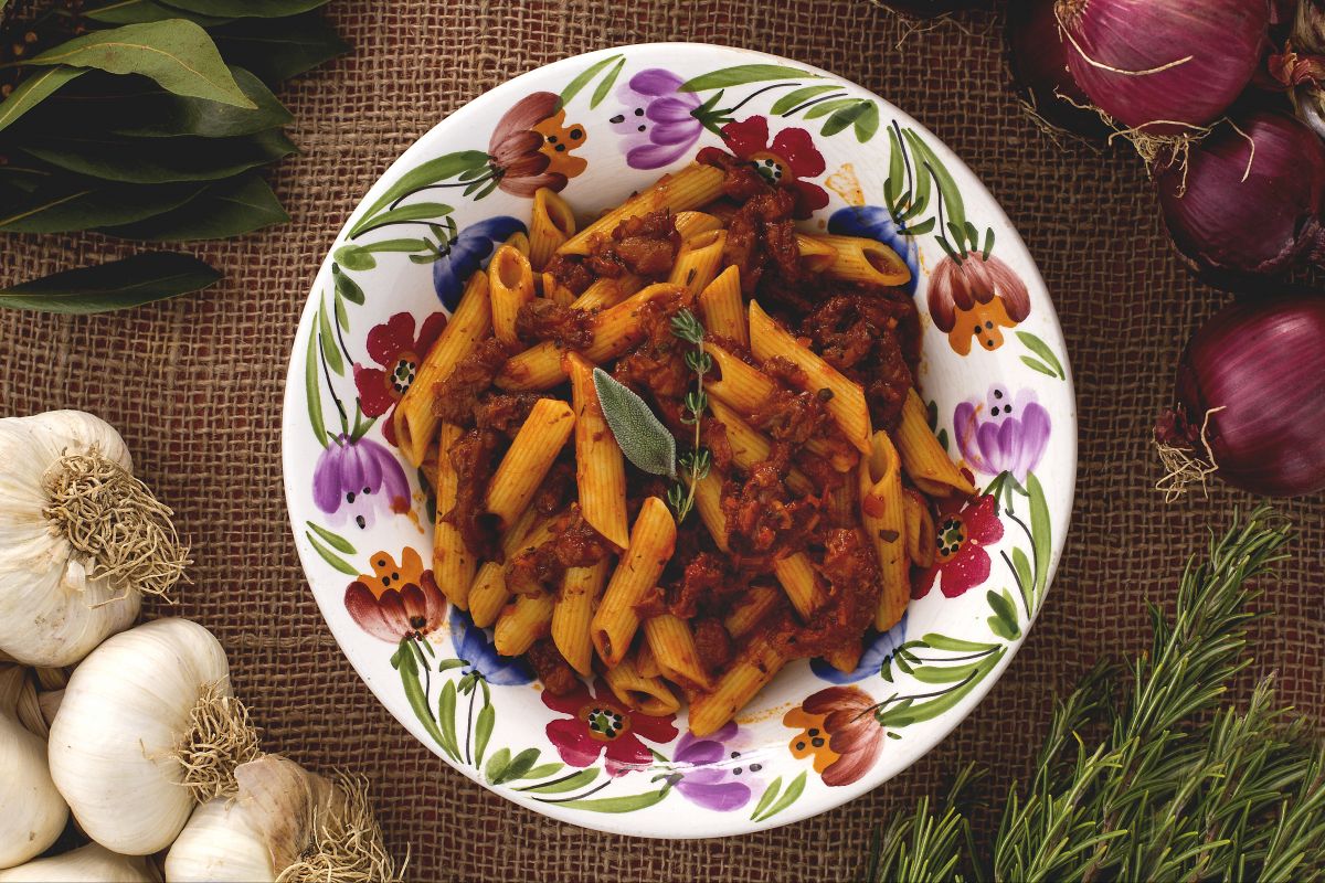 Penne with tripe ragout