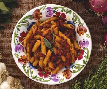 Penne with tripe ragout