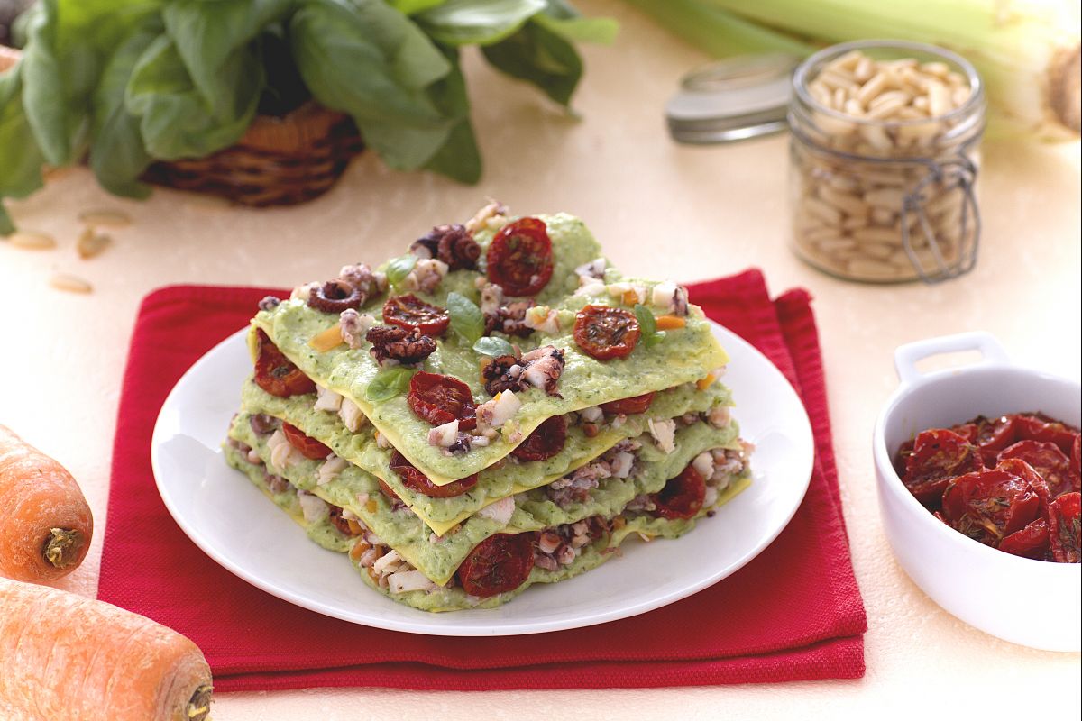 Lasagna with octopus ragù