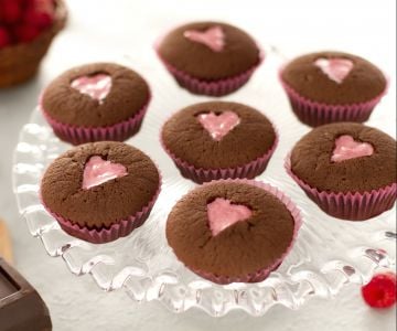 Chocolate cupcakes with pink heart