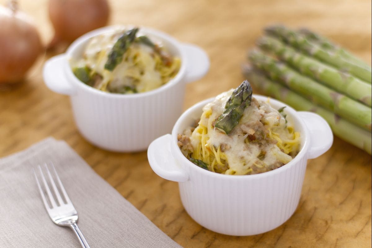 Timballi di tagliolini al ragù bianco