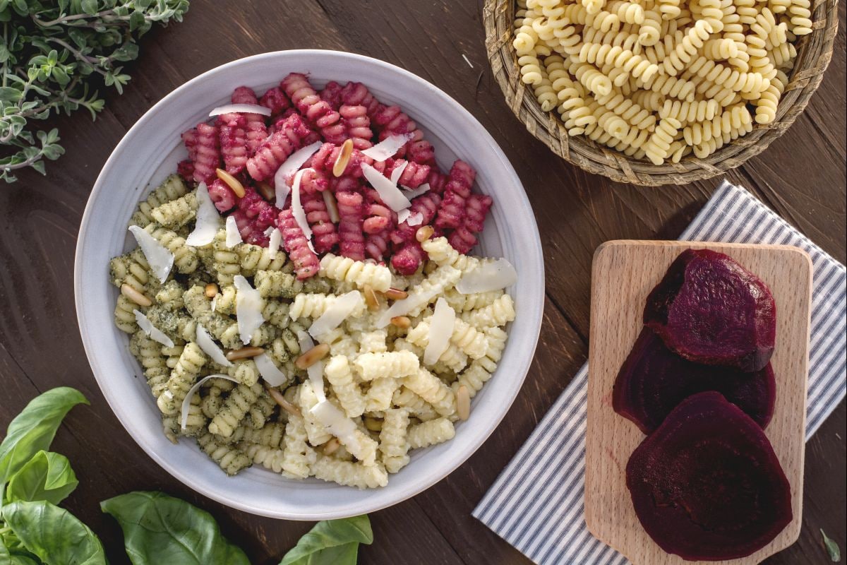 Fresh and tasty pasta with three pestos