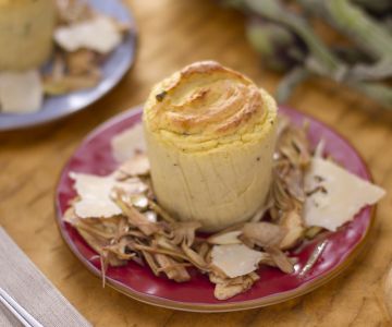 Potato Flan with Artichoke Salad