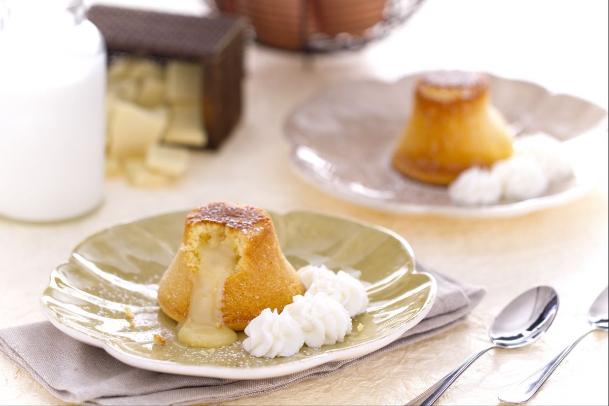 White chocolate fondant with maraschino cream