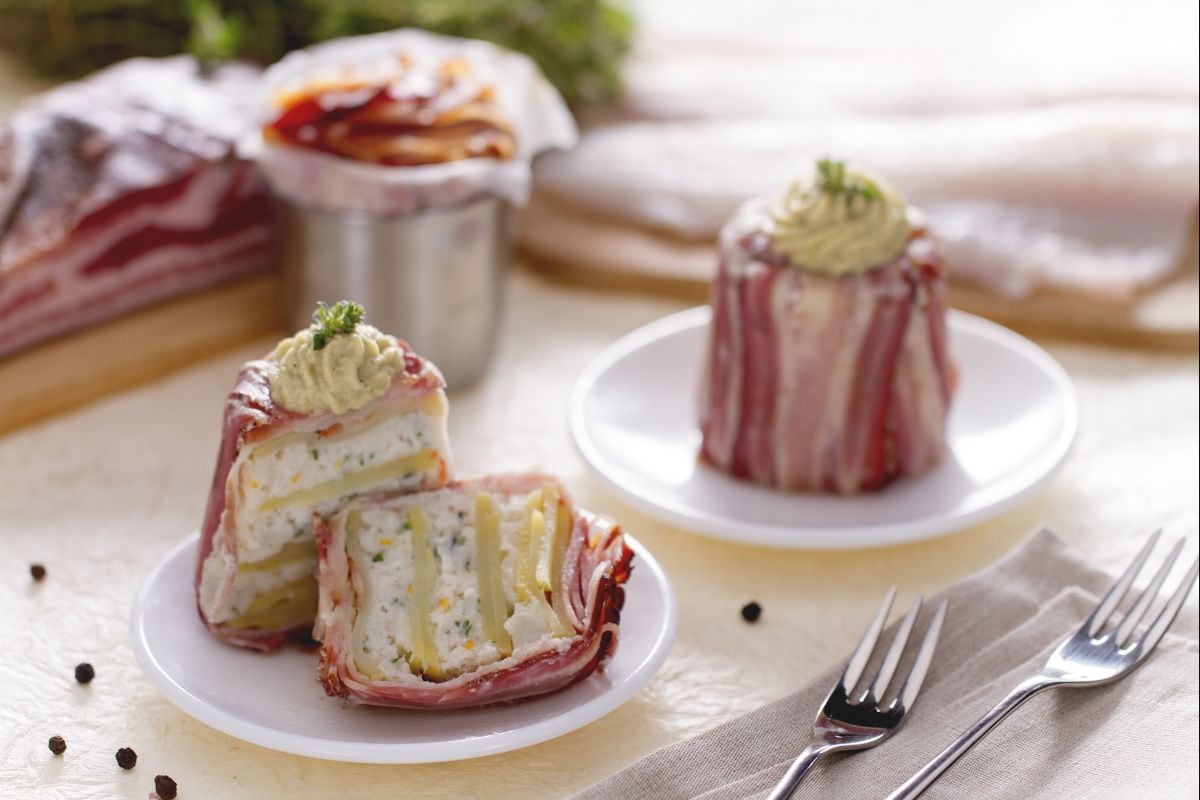 Cod fillet flan on artichoke cream