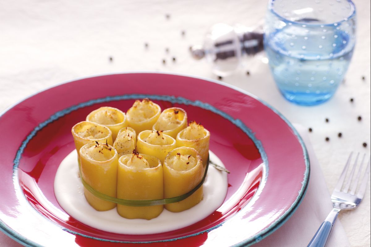 Stuffed Paccheri with Salted Cod on Cheese Fondue