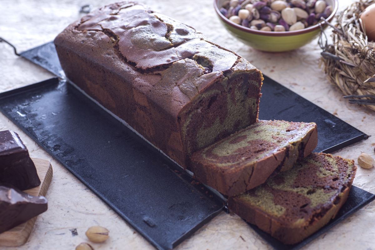 Pistachio Marble Chocolate Loaf Cake