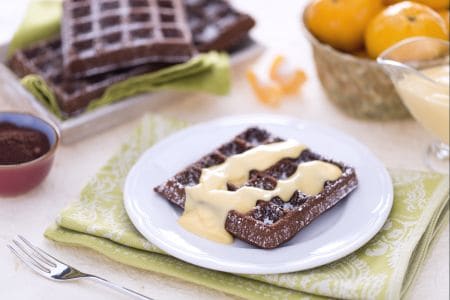 Cocoa gaufre with mandarin cream