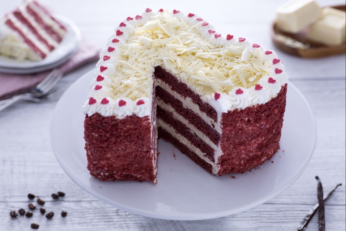 Red velvet heart with coffee mousse