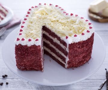Red velvet heart with coffee mousse