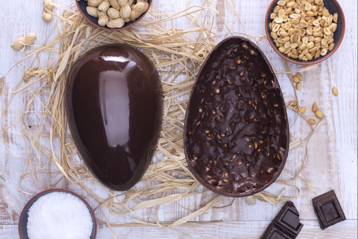 Dark chocolate and peanut Easter egg