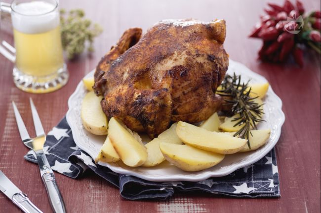 Oven roasted beer can chicken - Italian recipes by GialloZafferano