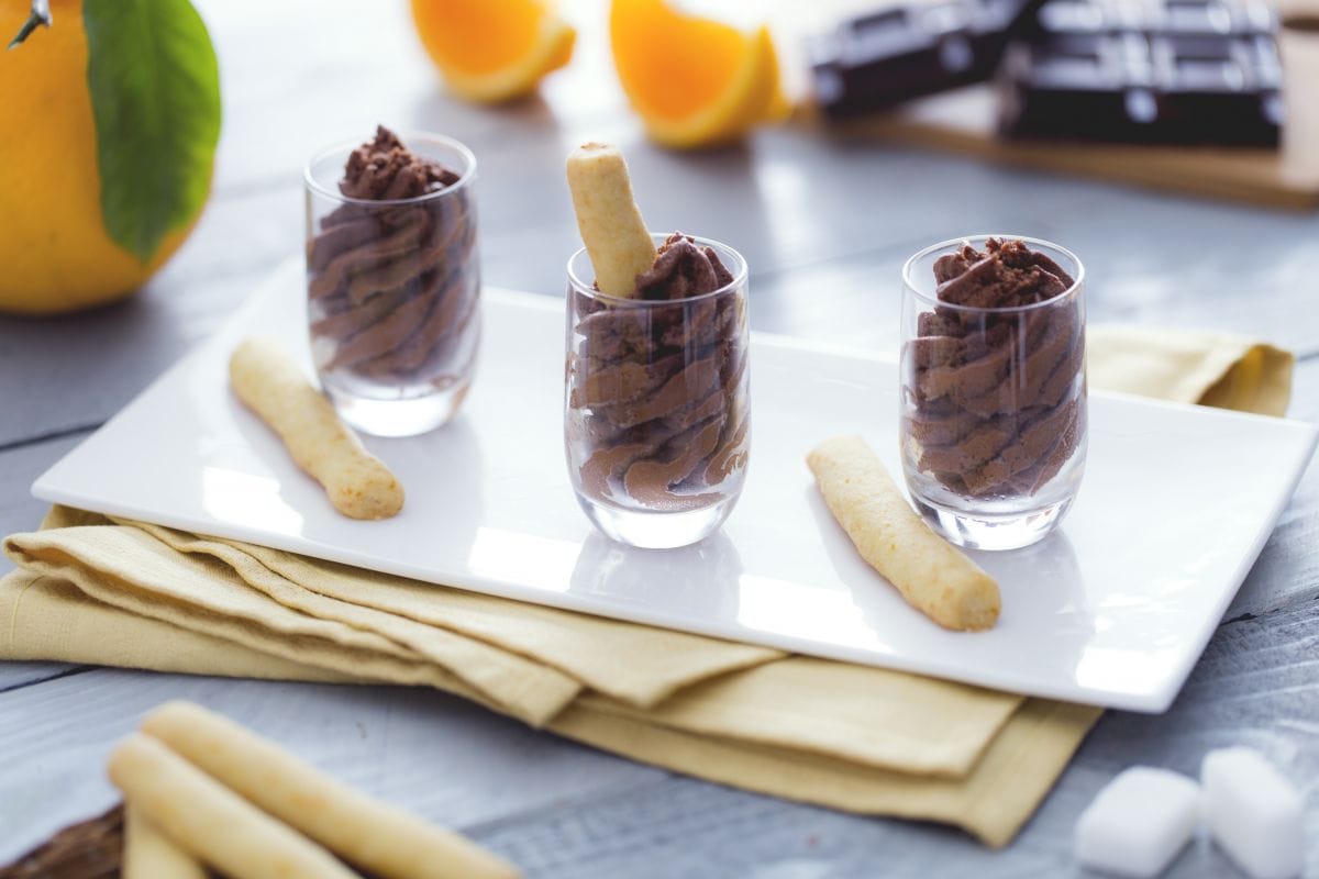 Chocolate mousse with orange shortbread