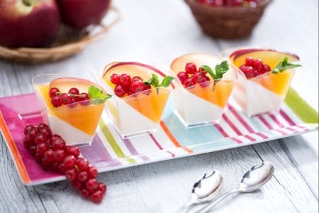 Yogurt panna cotta with peach jelly