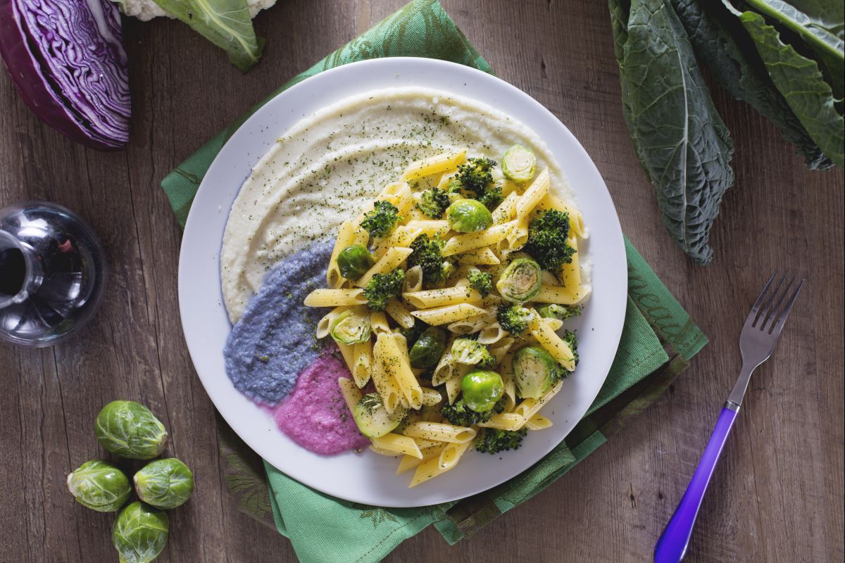 Penne with five types of cabbage