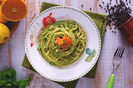 Bavette with citrus pesto