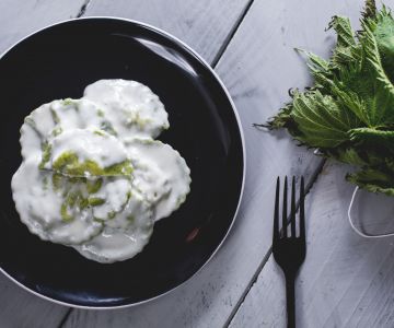 Nettle ravioli with fondue