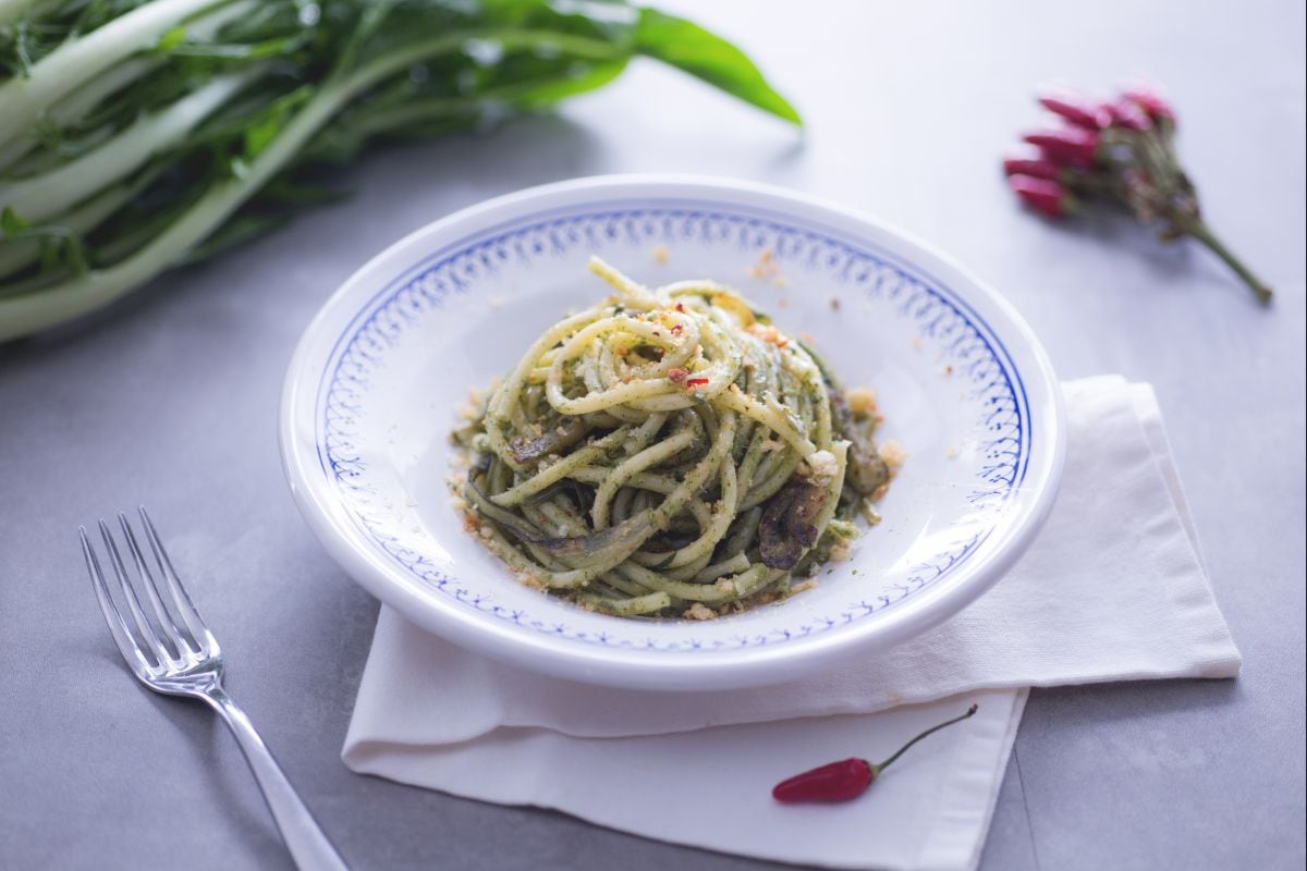 Pasta with cooked puntarelle