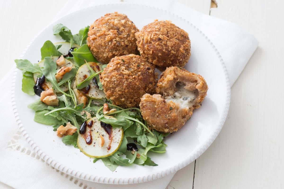 Meatballs with Pears and Goat Blue Cheese