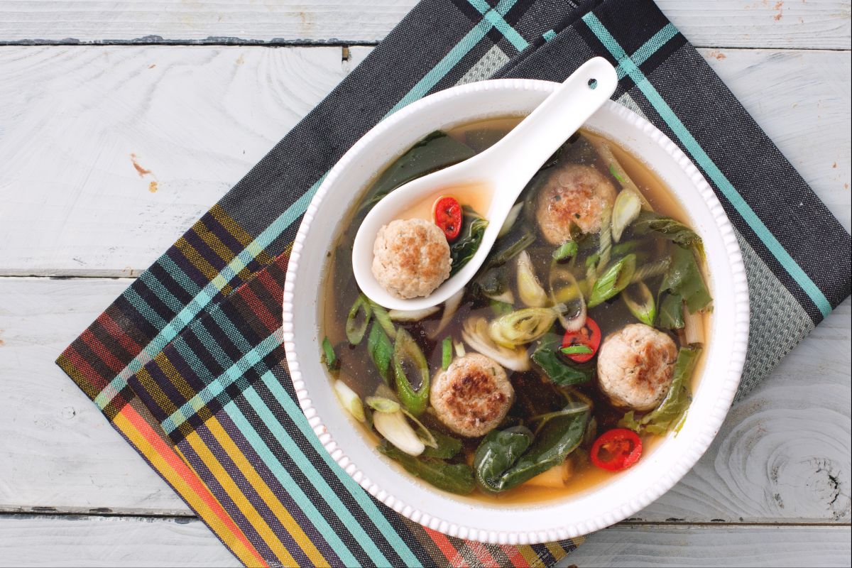 Soup with Pork Meatballs and Ginger
