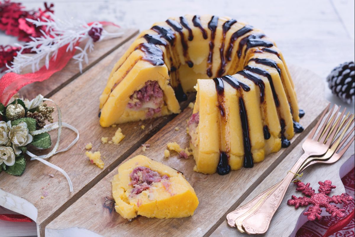 Polenta and Cotechino Timbale