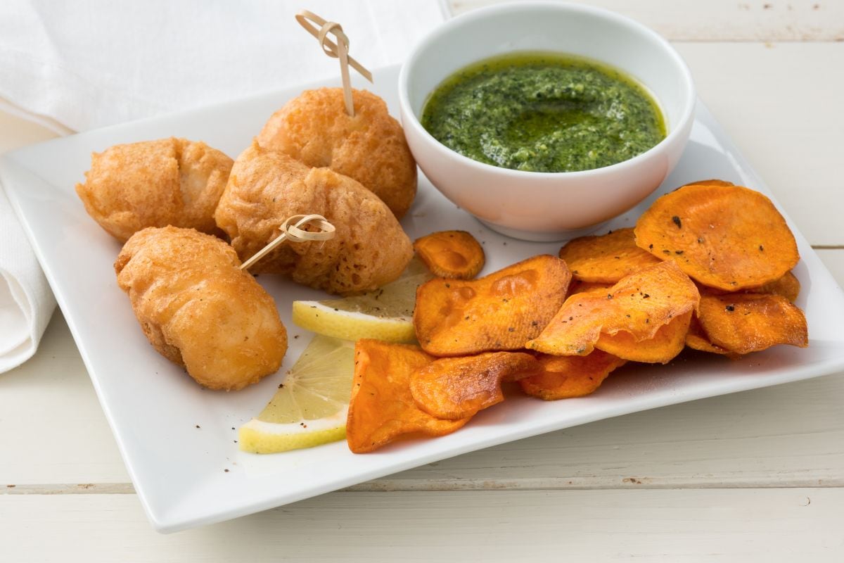 Monkfish fish and chips