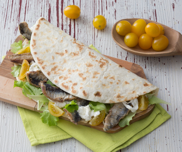 Flatbread with Fried Sardines and Burrata