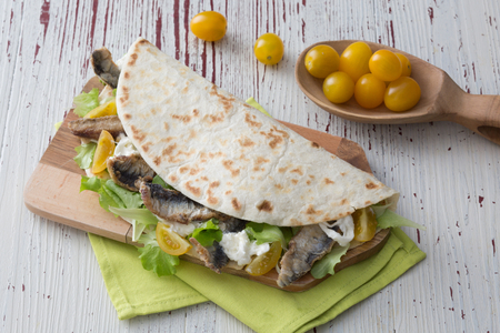 Flatbread with Fried Sardines and Burrata
