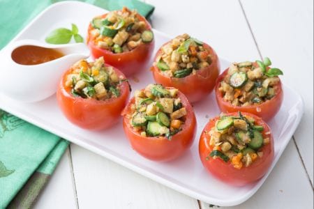 Stuffed tomatoes with panzanella