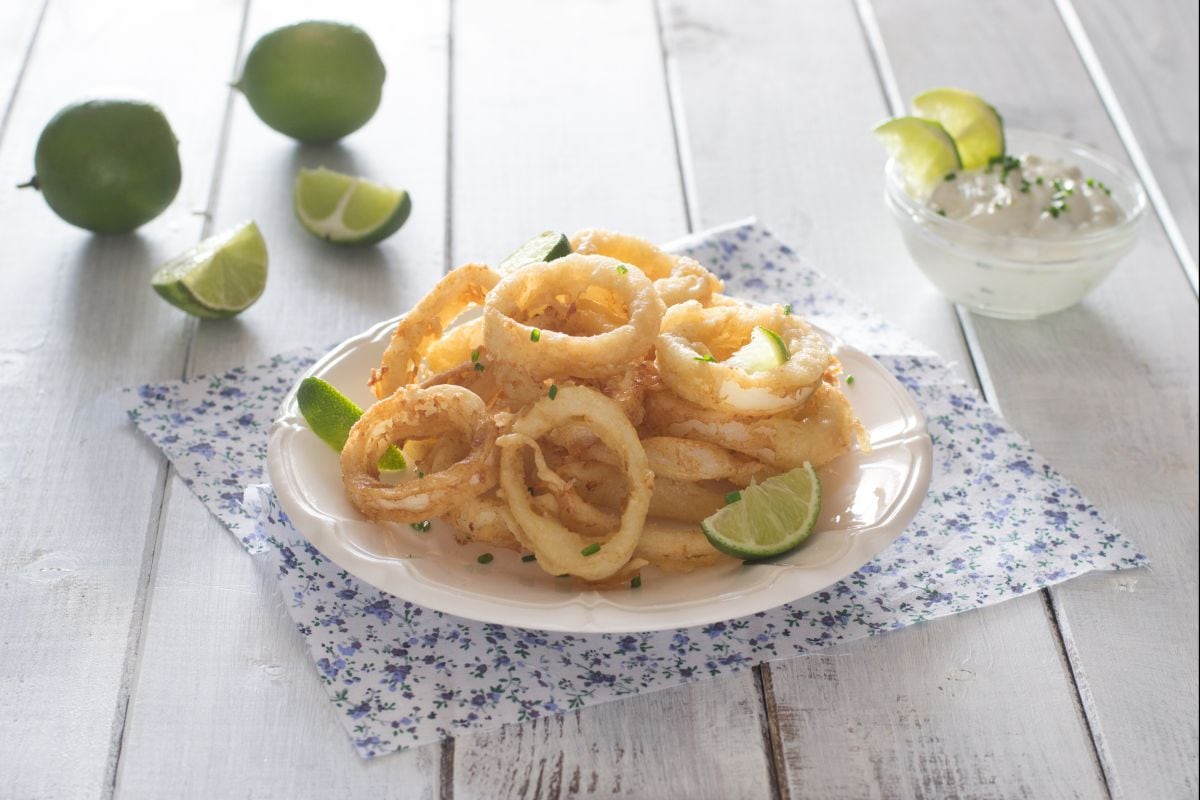 Beer-battered fried calamari