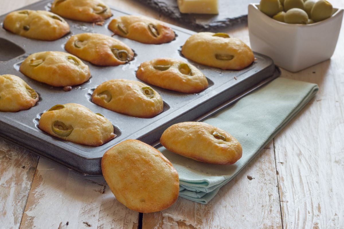 Savory olive madeleines