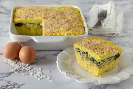 Rice pie with broccoli rabe and sausage