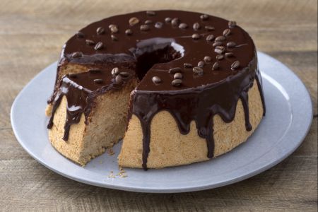 Angel cake with coffee