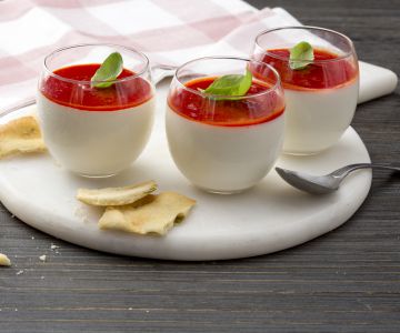 Panna cotta with cherry tomato coulis