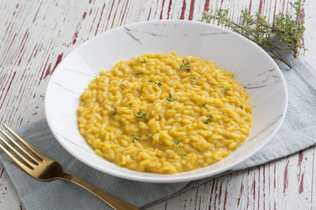 Risotto with beer, saffron, and Grana Padano