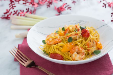 Tagliolini with Shrimp and Lemongrass
