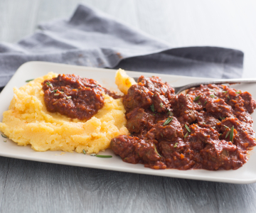 Pork cheeks with polenta