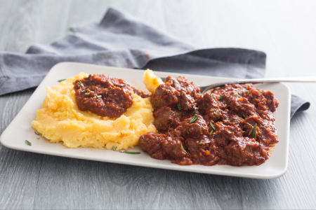 Pork cheeks with polenta
