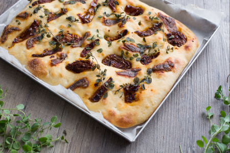 Semolina Focaccia with Sourdough Starter